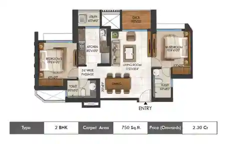 2 BHK-750 SqFt