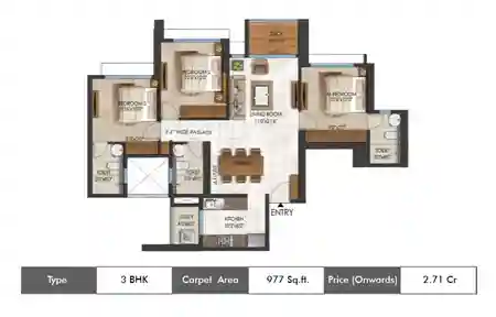 3 BHK-977 Sq.ft